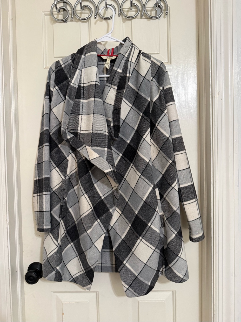 Matilda Jane Black & White Plaid Draped Coatigan